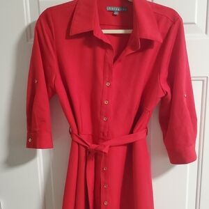 Sharagano Red Long Sleeve Dress